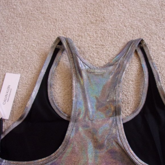 Women’s Calvin Klein Performance Cropped Tank Top Size Large Luster Silver - Picture 10 of 11